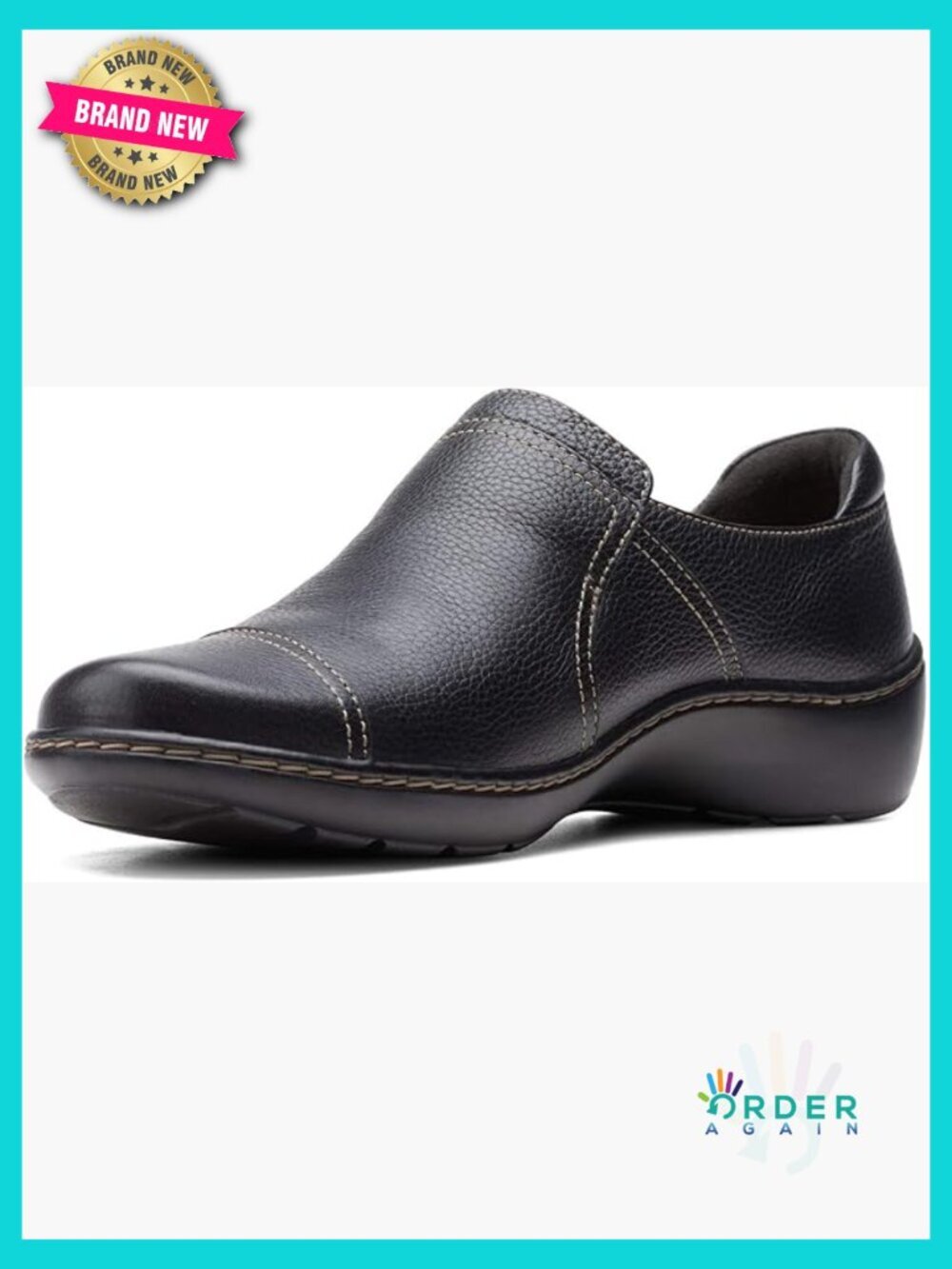 Full Grain Leather Loafers Slip-On Comfort Ortholite Footbed 1.75 Heel